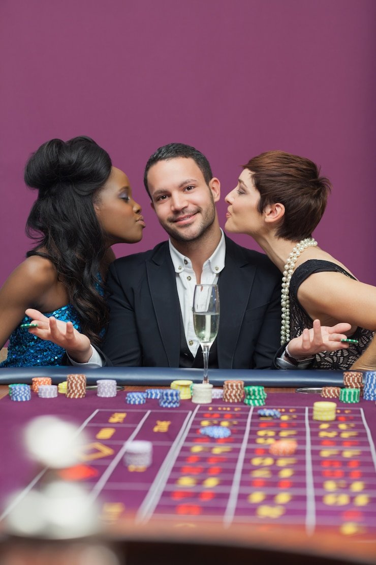 Live blackjack table with dealer and cards